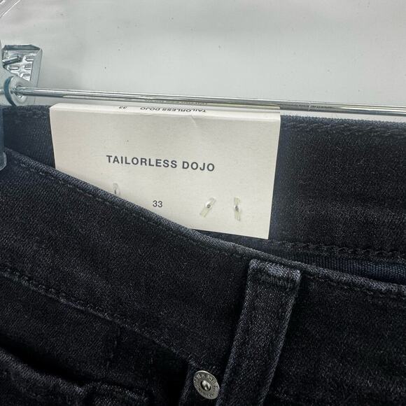 7 for All Mankind Tailorless Dojo Flare Jeans Denim in Black Rose Size 33 NWT - Picture 12 of 13